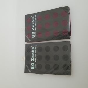 Lot of 2 80 denier Zocks Nylon Tights black/ red